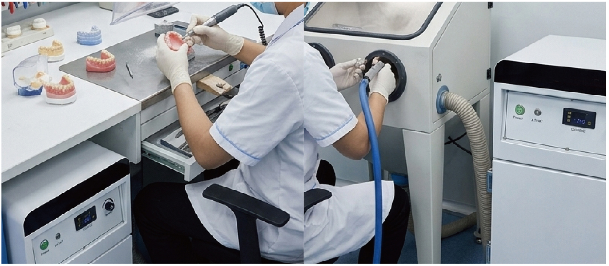 Mammudent Vacuum Cleaner MC-1 extracting dust during dental milling process