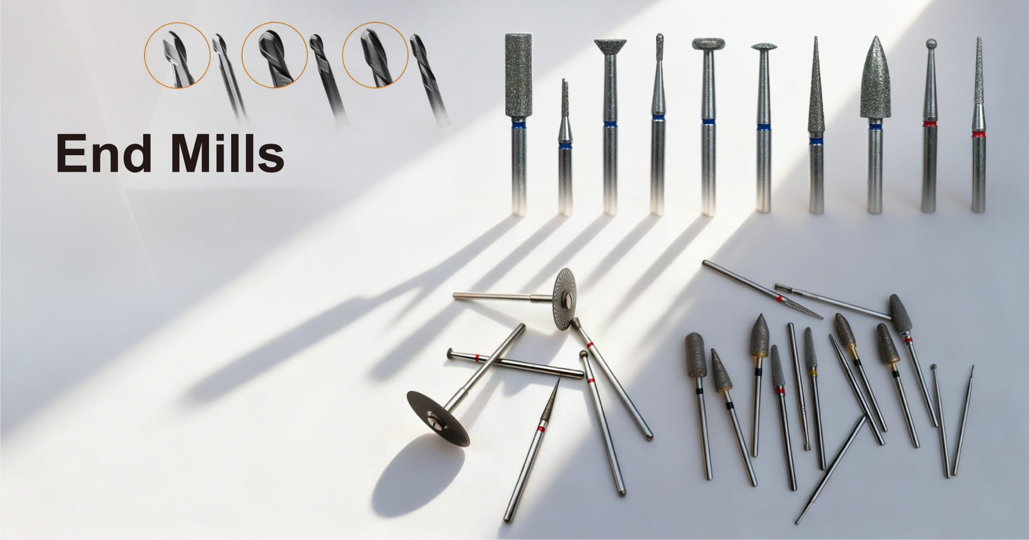 Mammudent CAD/CAM dental milling burs and end mills with CVD diamond coating for dental lab milling machines.