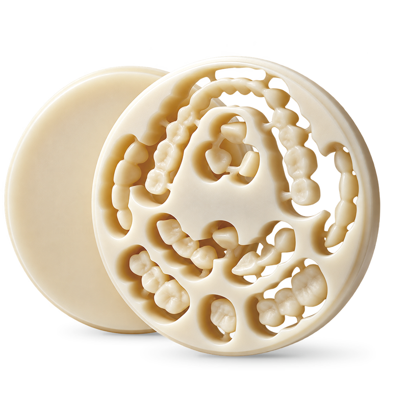 dental temporary crowns and bridges using Mammudent Mono PMMA disc.